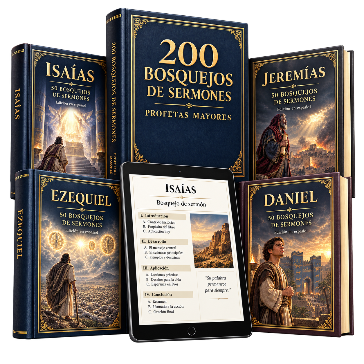 Colección de 200 bosquejos de sermones sobre Isaías, Jeremías, Ezequiel y Daniel